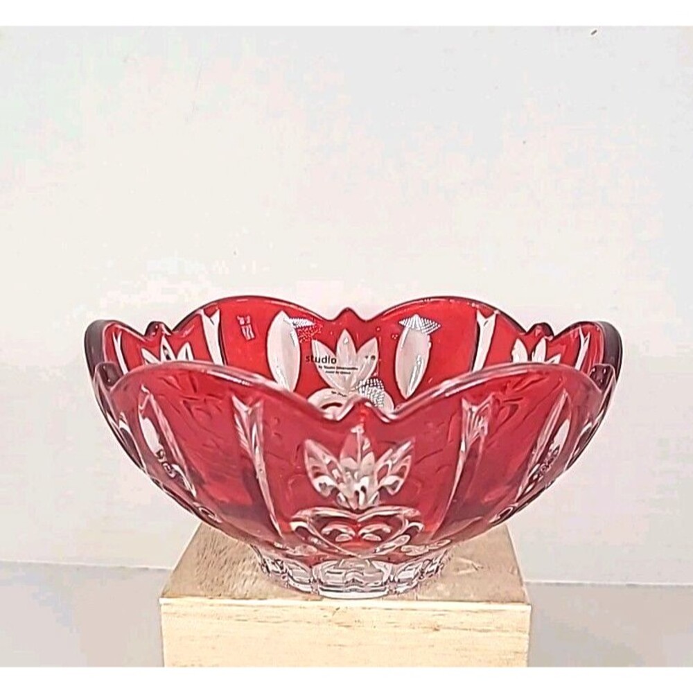 Studio Silversmiths Fine Red Crystal Candy Bowl